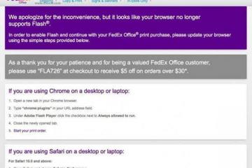 网站Flash控件无法显示:FedEx向新版浏览器用户道歉